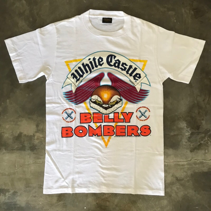 Kaos Vintage White Castle belly bombers 1989 changes tag