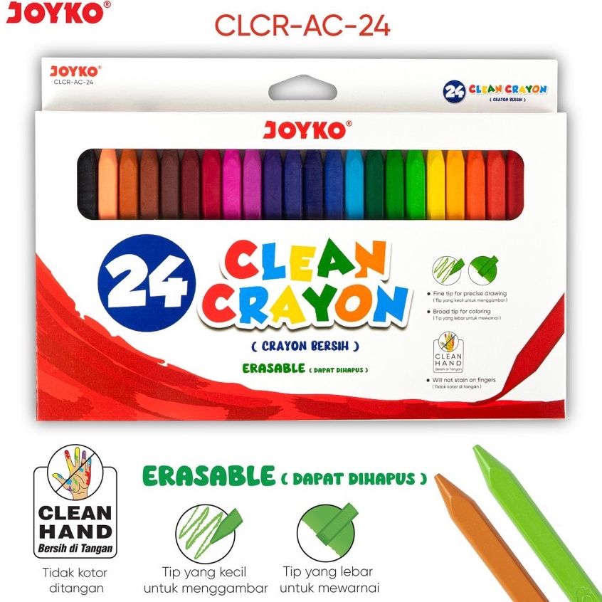 

Krayon Bersih Clean Crayon Joyko CLCRAC24 24 Warna g GR3