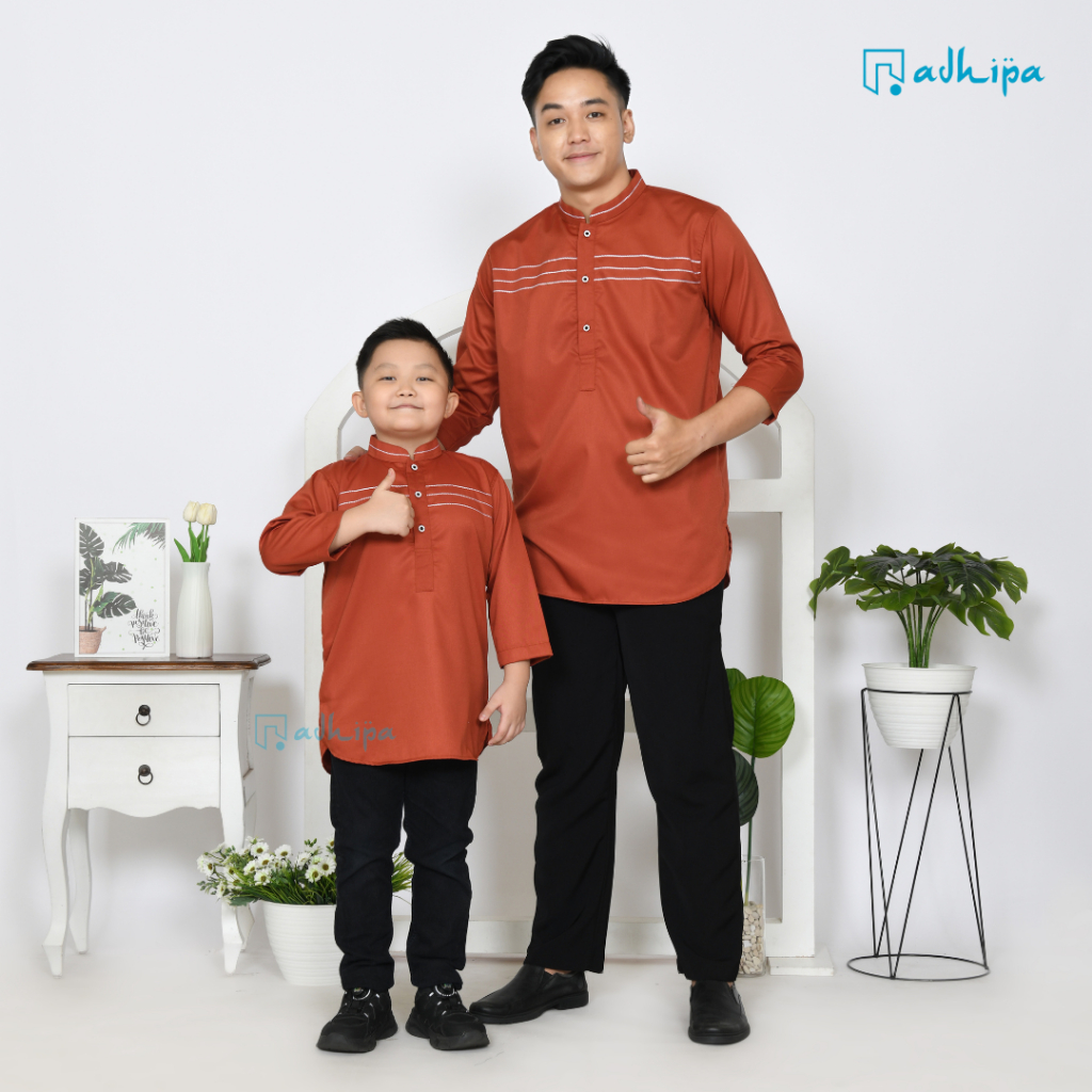 Adhipa Koko Kurta Couple Rumi warna Merah Bata Terracotta