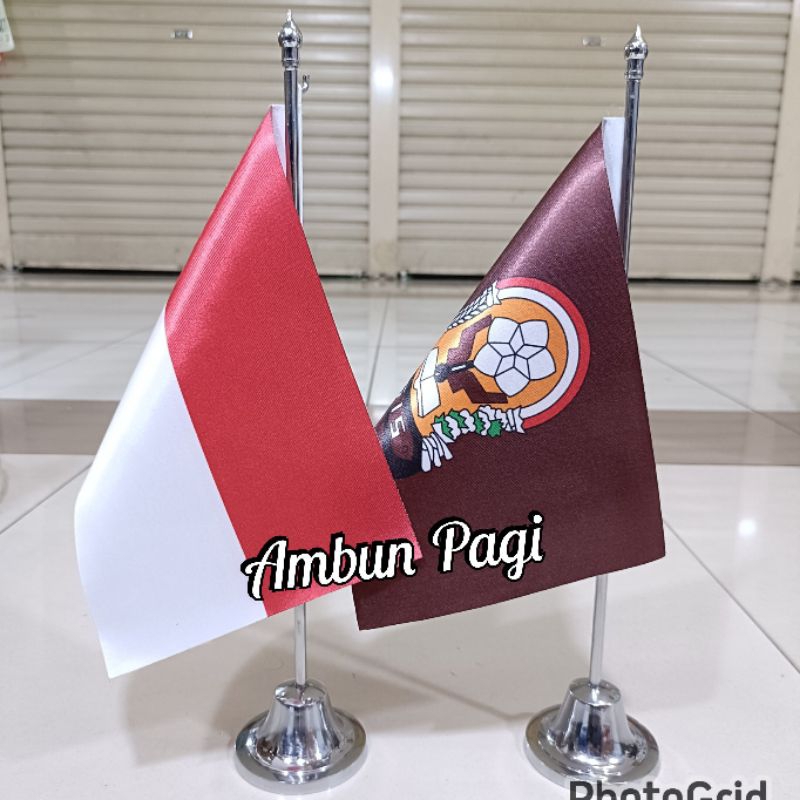 

best seller tiang stenlis meja+bendera sekolah bendera OSIS SMA dasar coklat+bendera Merah Putih