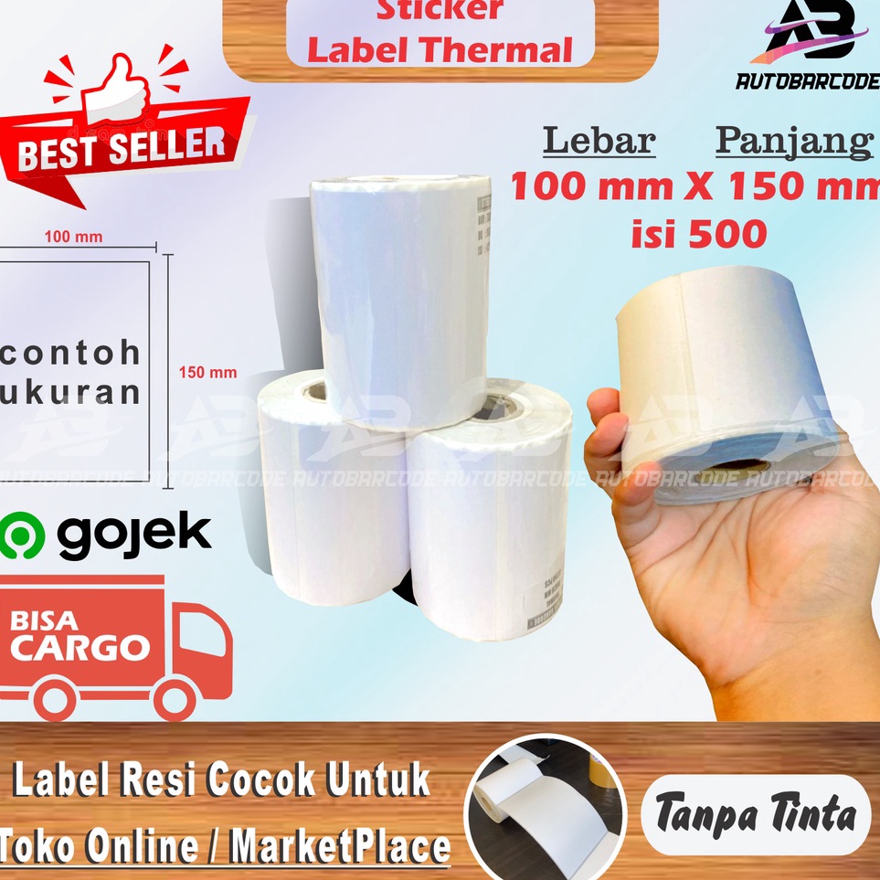 

KODE M26I Label Thermal 1X15 isi 5 Stiker Resi Pengiriman Marketplace Toko Online Sticker 1Line 1X1