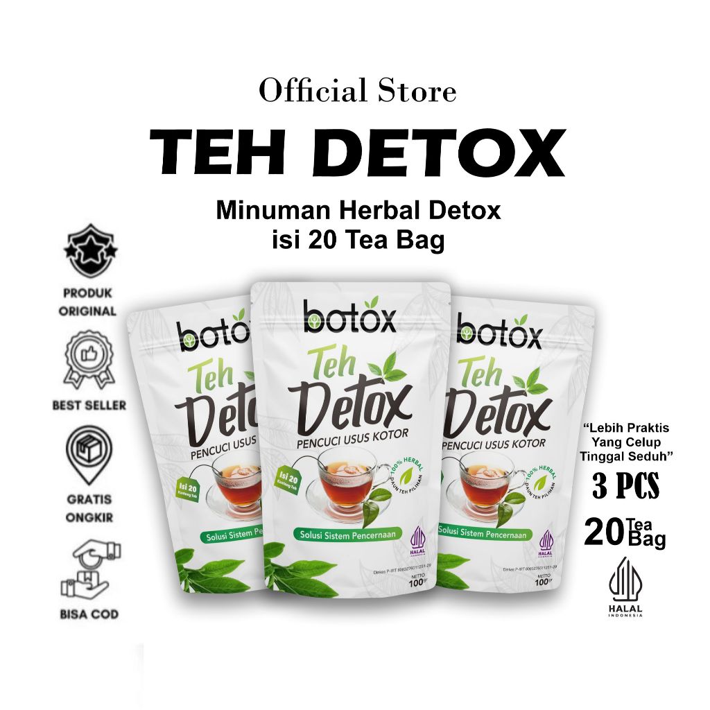 

Botox Teh Detox 3 PCS Herbal sehat Mengatasi masalah usus kotor dan sistem pencernaan Melancarkan BAB