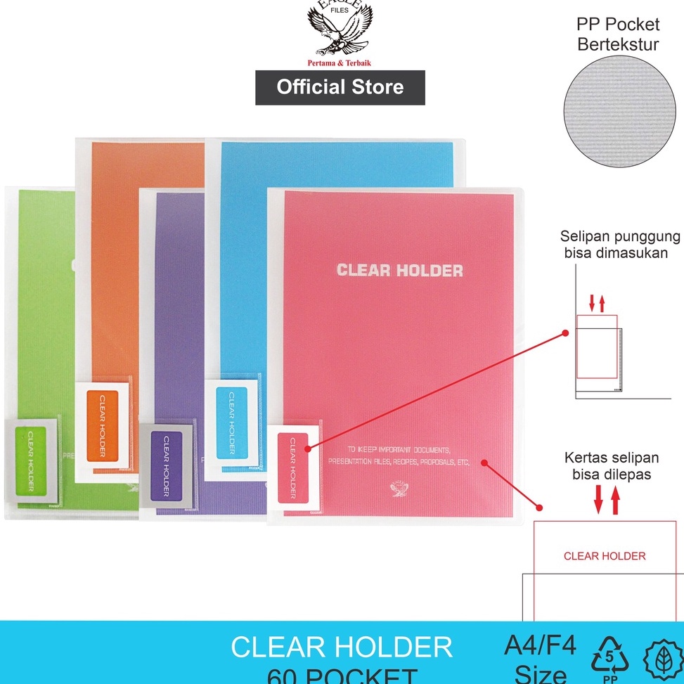

EAGLE Dokumen Keeper Transparan Neon A4F4 6 Pocket Clear Holder Display Book Document Keeper E 329 l G7M6