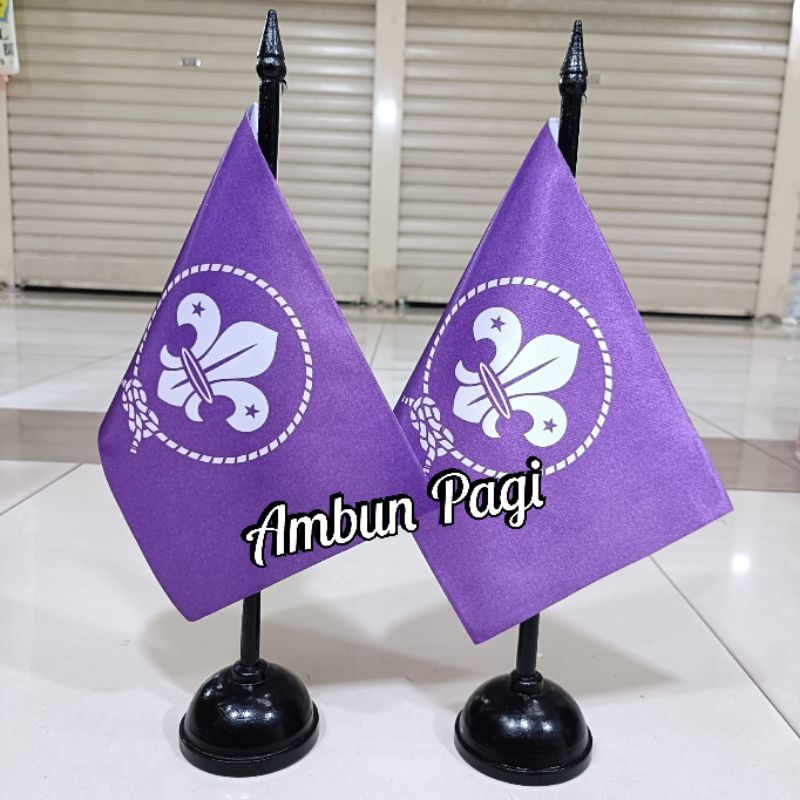 

best seller tiang kayu meja+bendera Pandu dunia bendera Boyscout