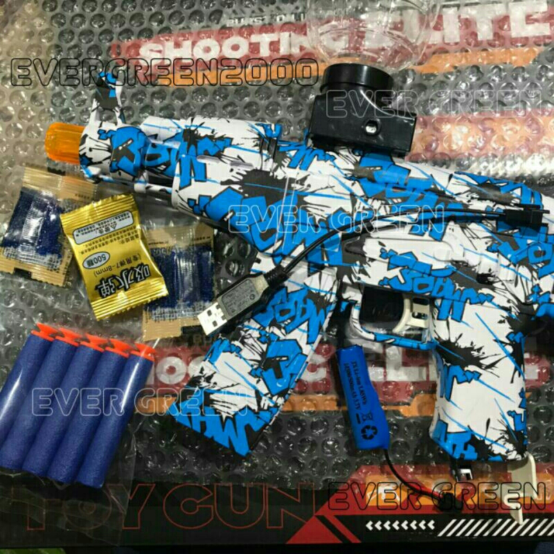 Mainan Sniper Tembak Tembakan Nerf 2in1 Auto (Pluru Busa dan Watergel) Otomatis/Auto Water Gel Blast