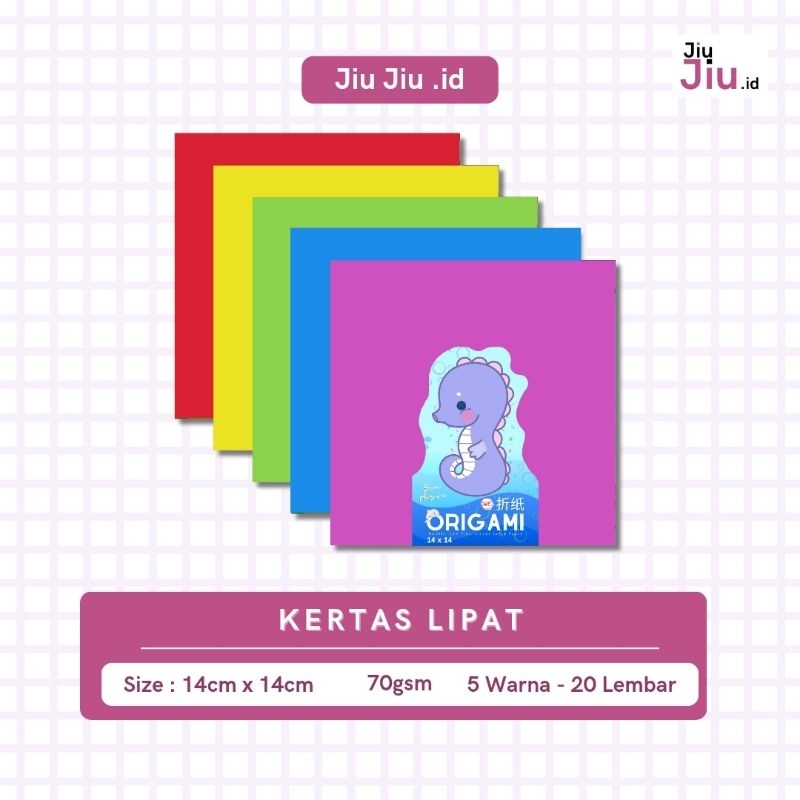 

JiuJiu.id | KERTAS LIPAT 14 x 14 - ISI 20 LEMBAR ( DOUBLE FACE FLORENCENT COLOR PAPET ) 2 SISI WARNA
