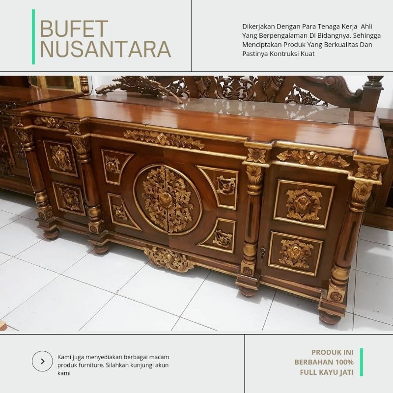 bufet tv ukir kayu jati / bufet hias pajangan ukir mewah
