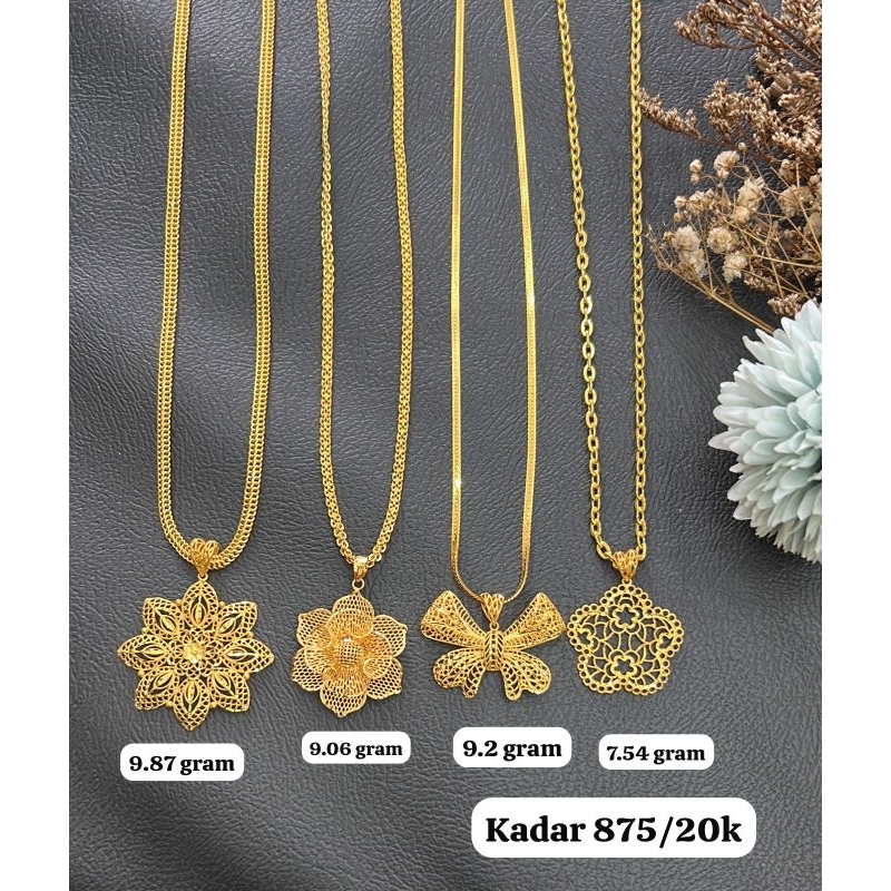 Set Kalung Liontin Variasi Kendari Bunga Butterfly Emas Asli