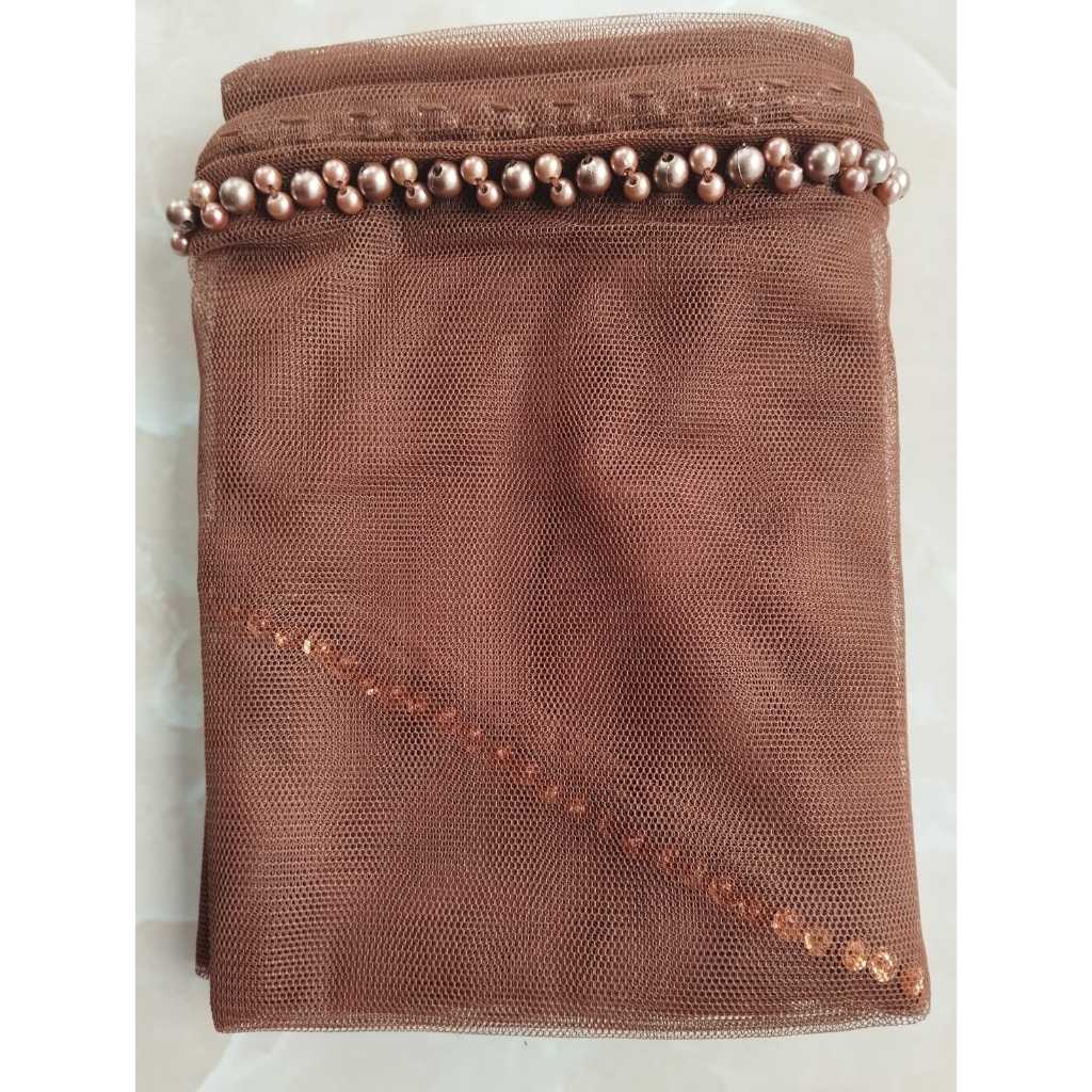 slayer pengantin COKLAT TUA kerudung pengantin hijab pengantin elegan | slayer pengantin murah