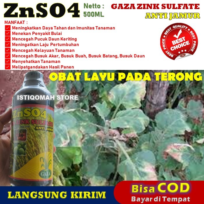 Pupuk Cair Ajaib Obat Semprot Layu Daun Tanaman Terong yang Bagus Paling Manjur ZNSO4 GAZA 500ML