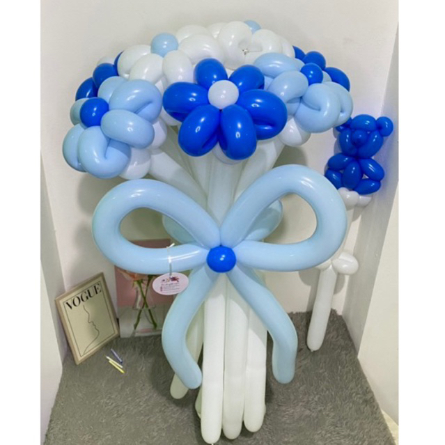 Buket balon bunga daisy 10 tangkai biru