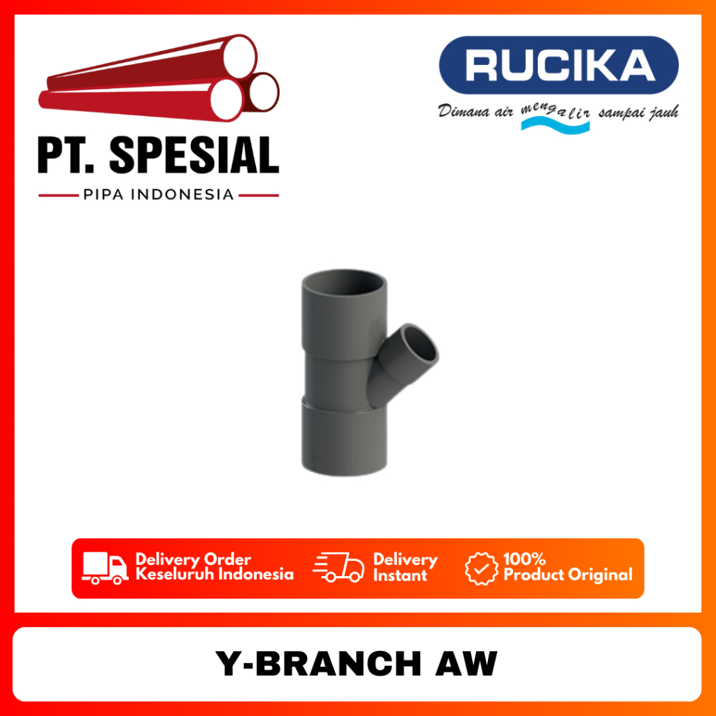 Tee Y AW 3 Inch PVC Rucika / Vlok Tee Y PVC / Y-Branch PVC / Y Branch AW - 08