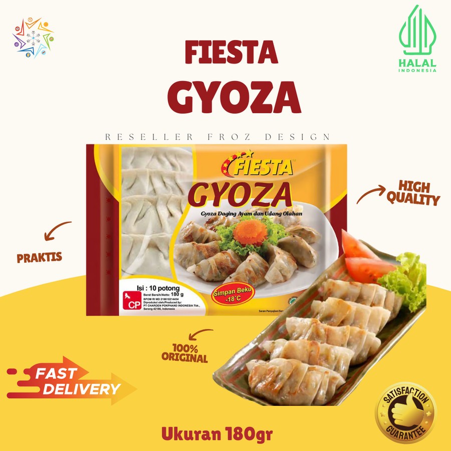 

FIESTA GYOZA 180GR | GYOJA ISI 10 MEREK PIYESTA | PANGSIT GYOZA AYAM DAN UDANG | DIMSUM GYOZA