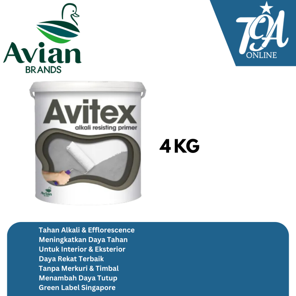 Cat Dasar Sealer Alkali Tembok Interior & Exterior Avian Avitex Alkali Resisting Primer 4 KG