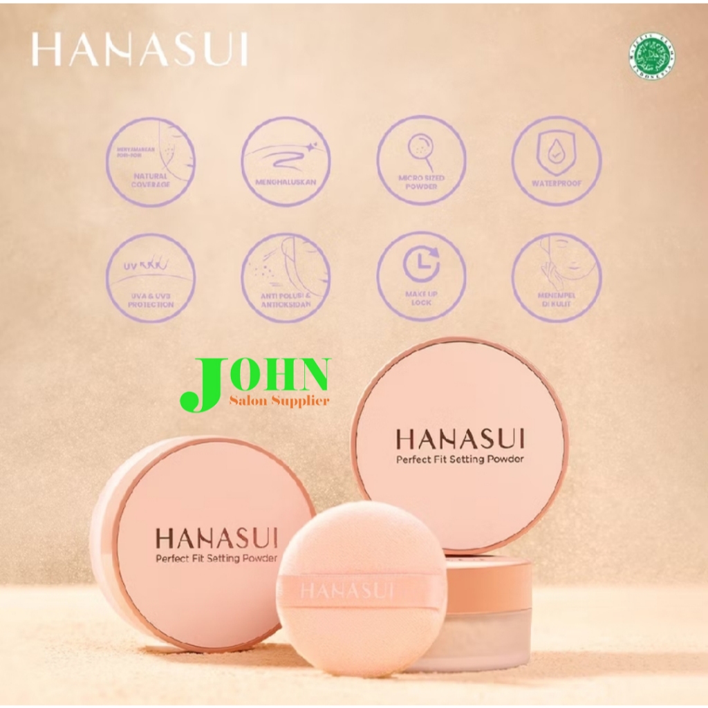 HANASUI Perfect Fit Setting Powder - Bedak Tabur Hanasui - Natural Coverage, Soft Focus Effect & Por