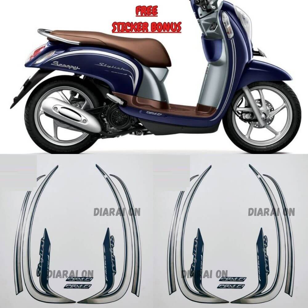 Striping Stiker Honda Scoopy Stylish 2015 2016 - Scoopy 2015 Biru Dongker Murah