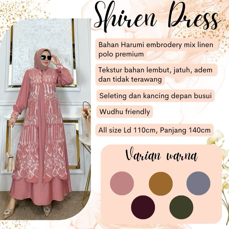 SHIREN DRESS / GAMIS / DRESS / GAMIS POLOLINEN / ABAYA / HAMIS BROKAT / GAMIS PESTA / PREMIUM / BRAN