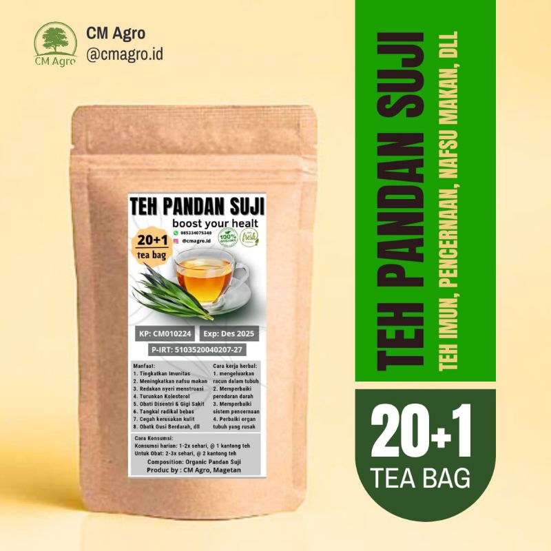 

Teh Daun Pandan Suji Herbal Kesehatan Varian Celup isi 21