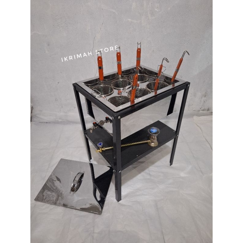 dandang mie ayam 6 lubang tanpa tempat kuah set meja boot / panci mie ayam kotak stailess