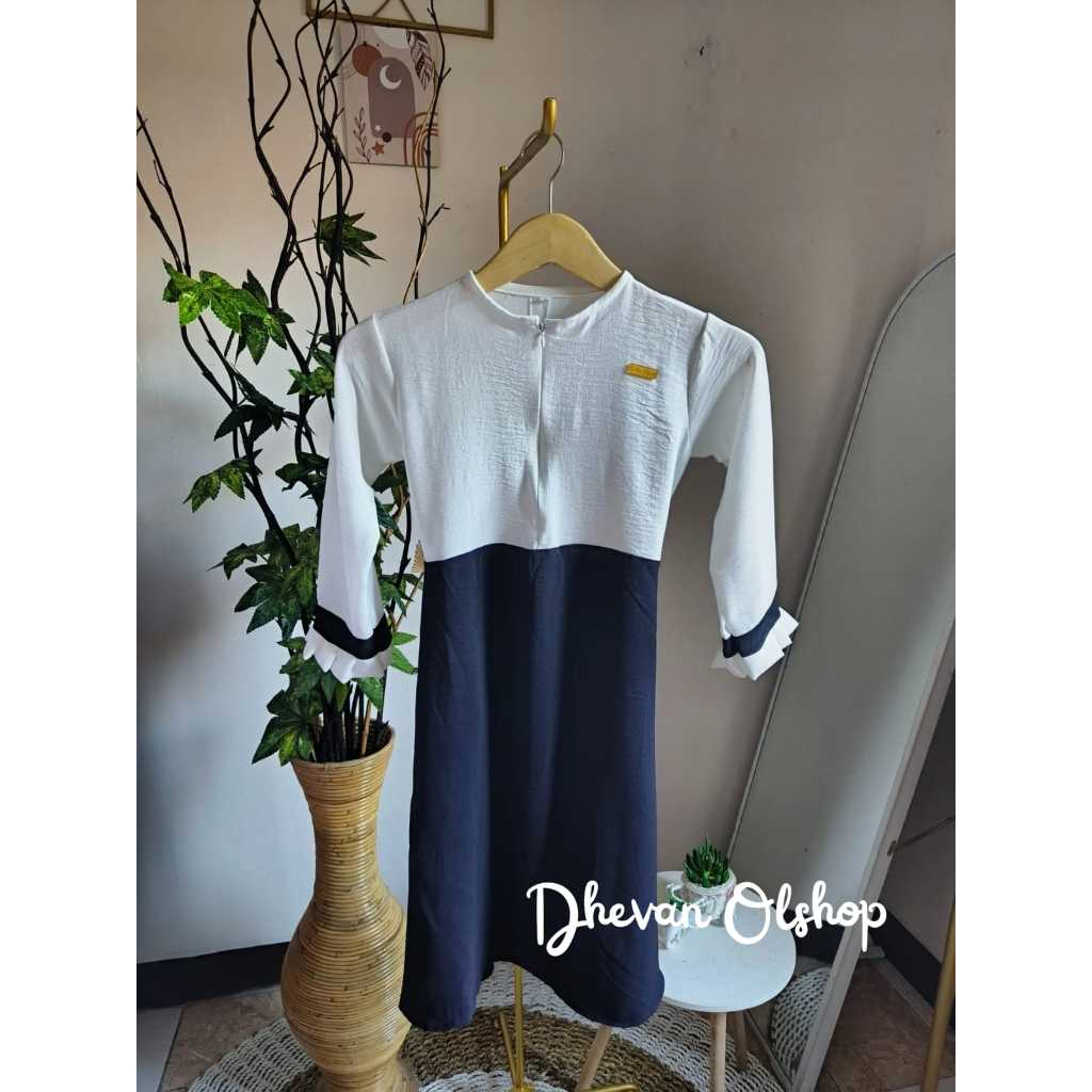 gamis anak hitam putih crinkle airflow / Seragam pakaian anak sekolah paud tk sd madrasah / gamis pe