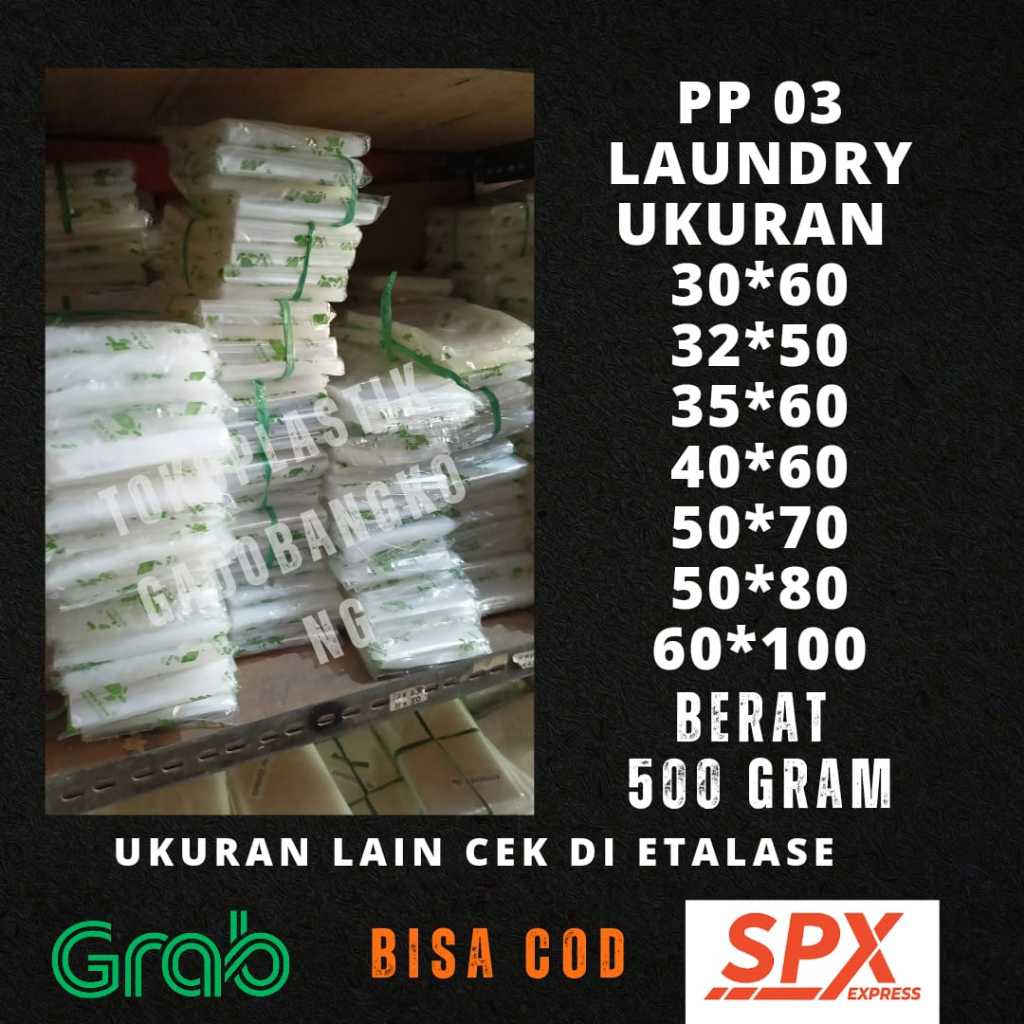 Plastik PP Lebar Tebal 03 Ukuran besar / Kantong Bening Snack Keripik / plastik laundry /500gr