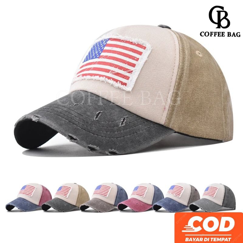 [CB] Topi Baseball Cap Bendera Amerika Vintage Casual Distro/Topi Bisbol-TB-011