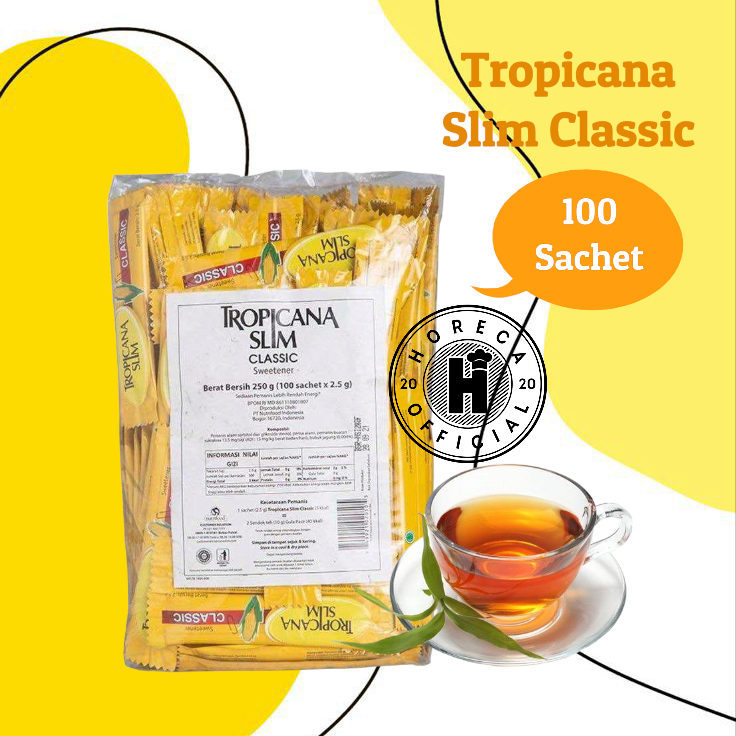 

TROPICANA SLIM CLASSIC STICK SWEETENER 100 SACHET / GULA STIK RENDAH KALORI 100SACHET