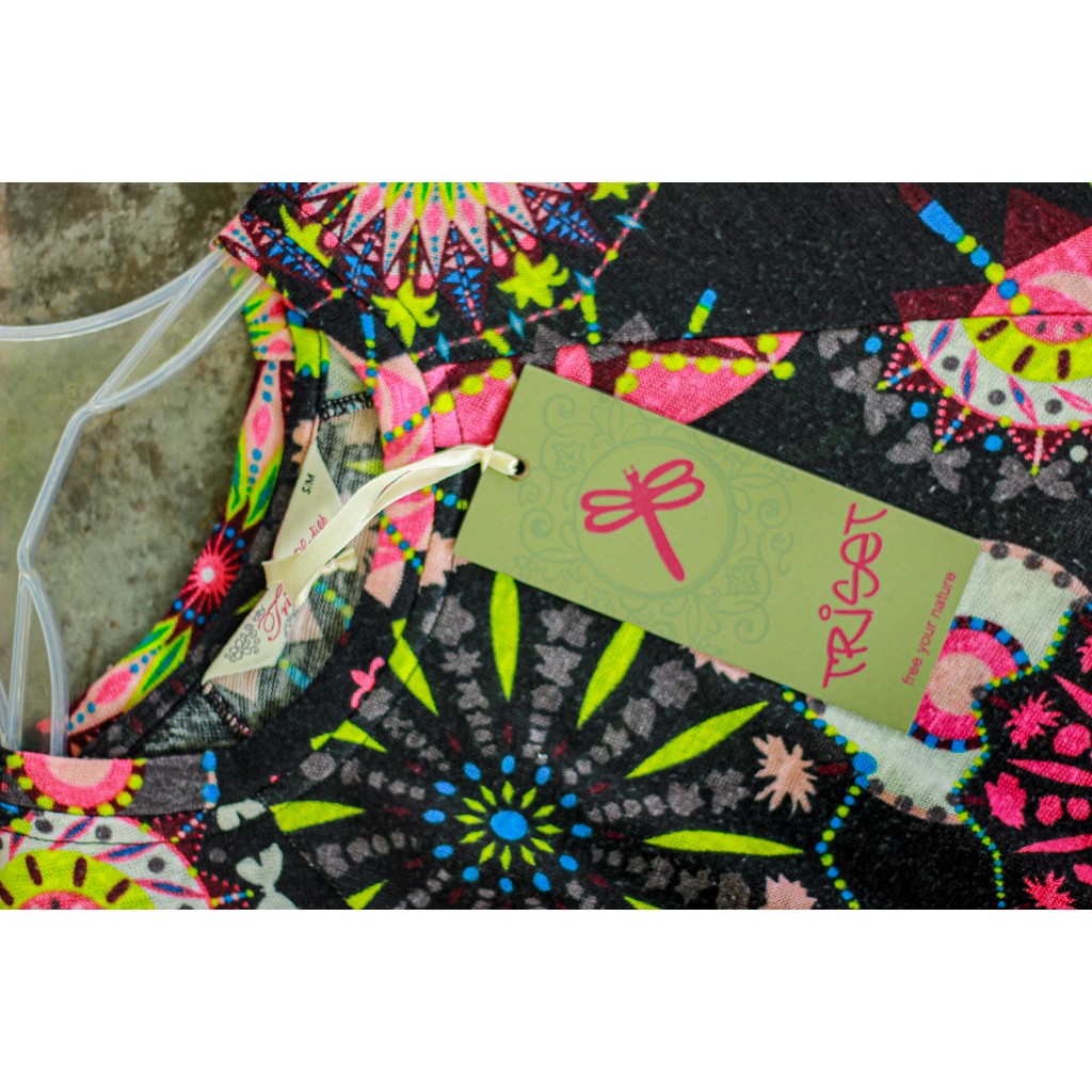 Entri Store - Triset Atasan Wanita Motif Warna Warni Hitam