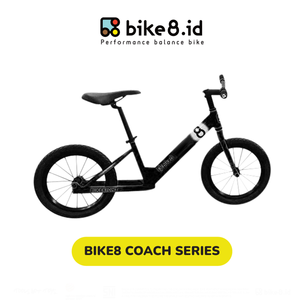 BIKE8 Coach Bike Balance Bike Pushbike - Sepeda Pelatih - BLACK