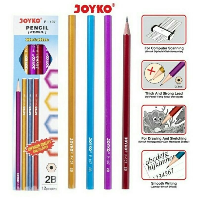 

[@12 Pencil] Joyko Pensil Tulis 2B P - 107 Metallic