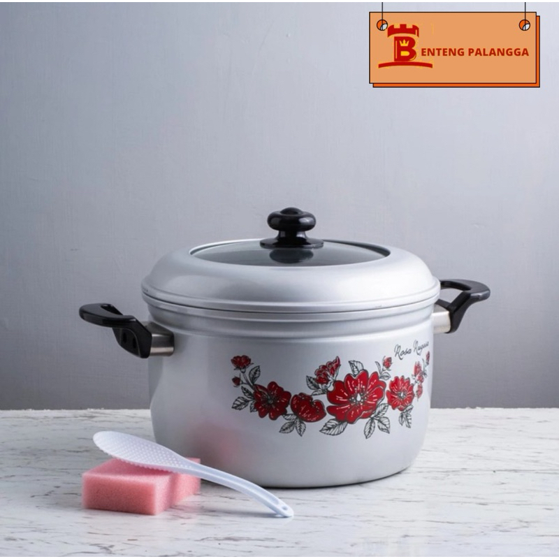 Panci Kukus Maspion Pancaguna 37cm 41cm 45cm/Panci Dengan Dandang Tutup Kaca Panca guna Aluminium