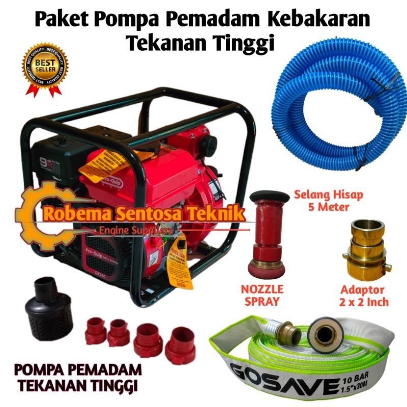 PAKET POMPA PEMADAM KEBAKARAN KOMPLIT NOZZLE DAN SELANG | SIAP PAKAI
