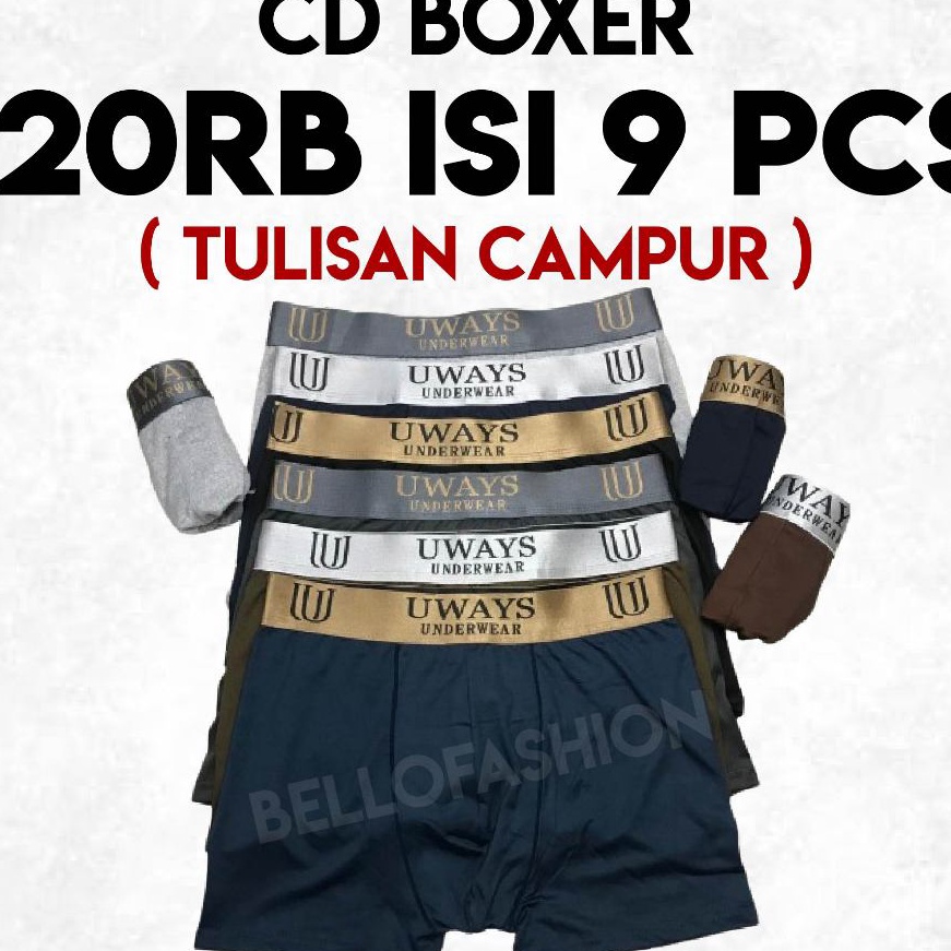 Potongan PROMO CD BOXER 12RB ISI 9 PCS  TULISAN CAMPUR CD PRIA UKURAN M L XL XXL
