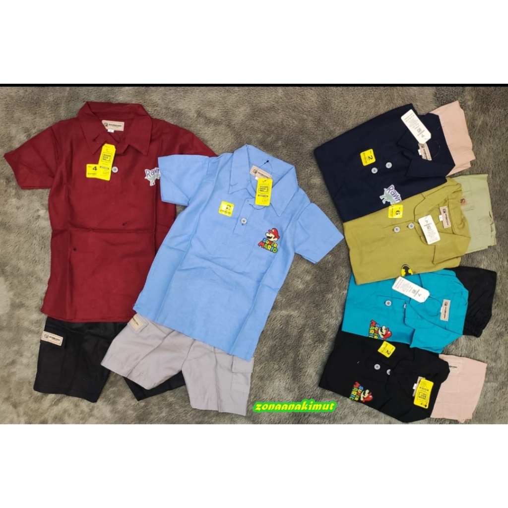 ZAI.ID BAJU SETELAN KEMEJA CARGO PREMIUM BOOMBOOBEE