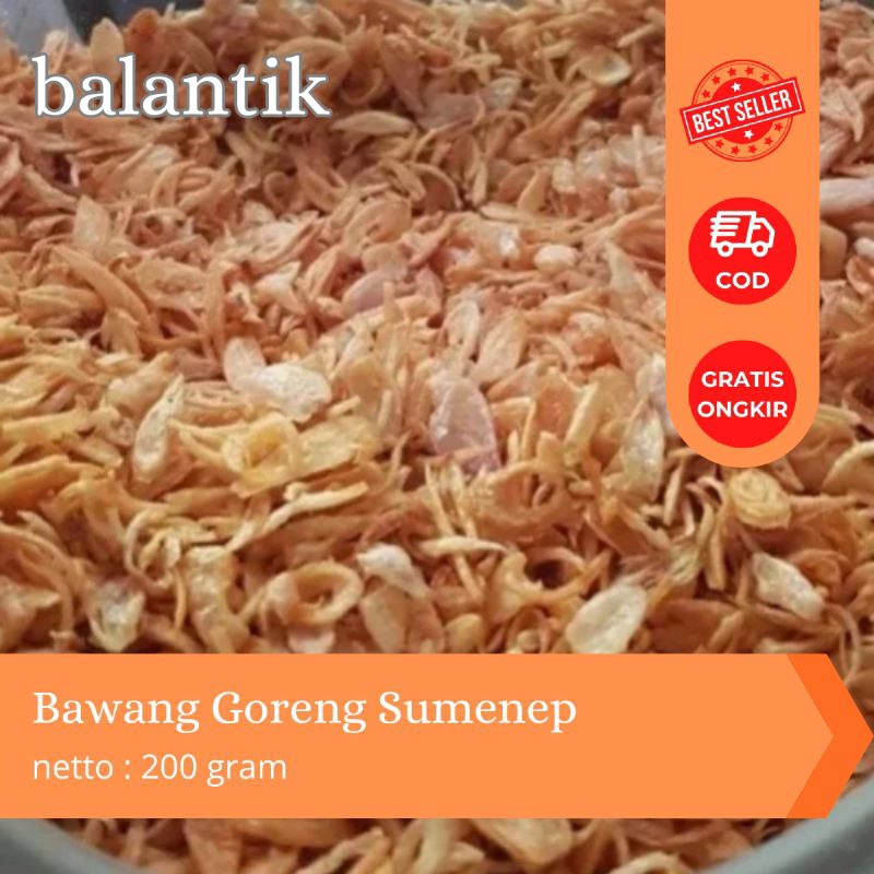 

Bawang goreng sumenep kriuk wangi siap saji 200 gram, 100% original tanpa tepung