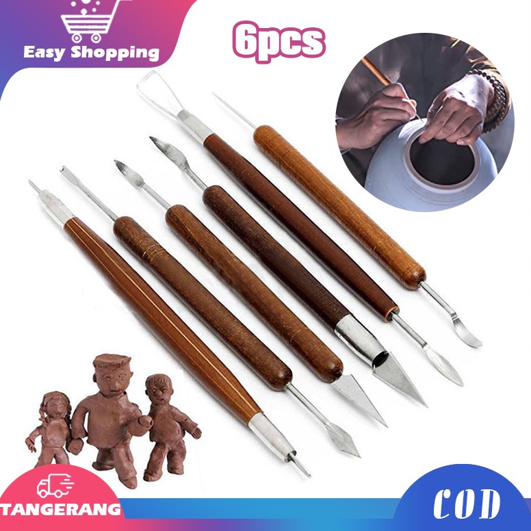 

6PCS Clay Sculpting Tools Alat Tanah Liat Lilin Alat Ukir Tembikar Polimer p E3E7