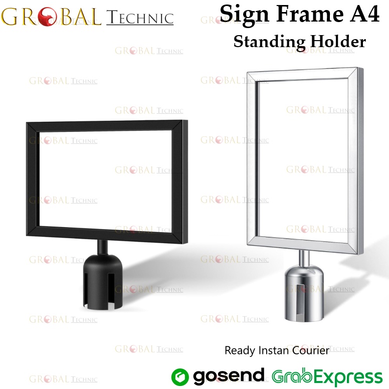 

Sign Frame A4 Standing Holder Signage Poster Stainless Papan Tiang Antrian q K7F3