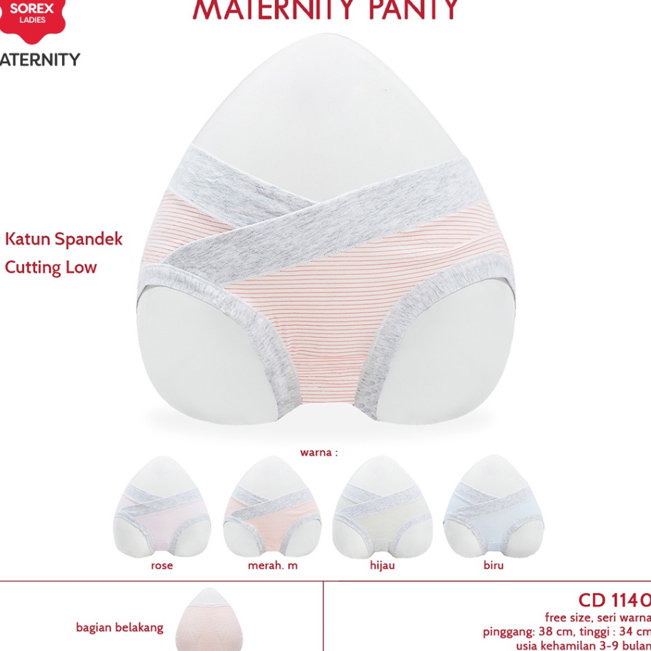 Klasik Sorex Cd Fashion Wanita Hamil MotifCorak GarisGarisMaternity Panty size Katun Lembut CD 114