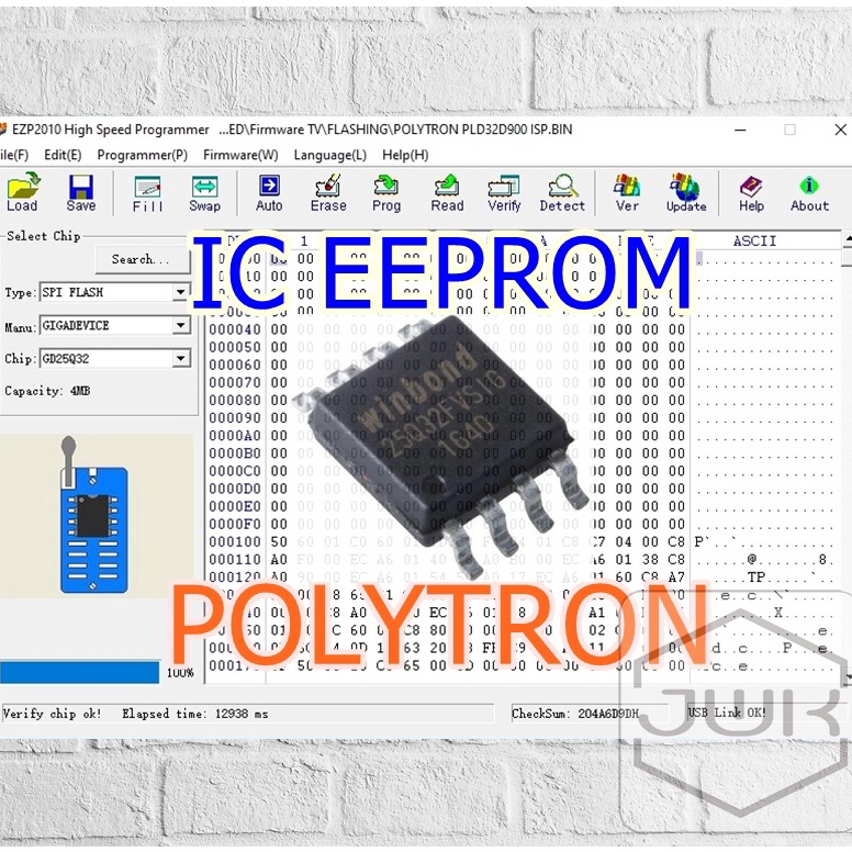 IC Eeprom Include Firmware TV LED Polytron Siap Pakai t J2V4