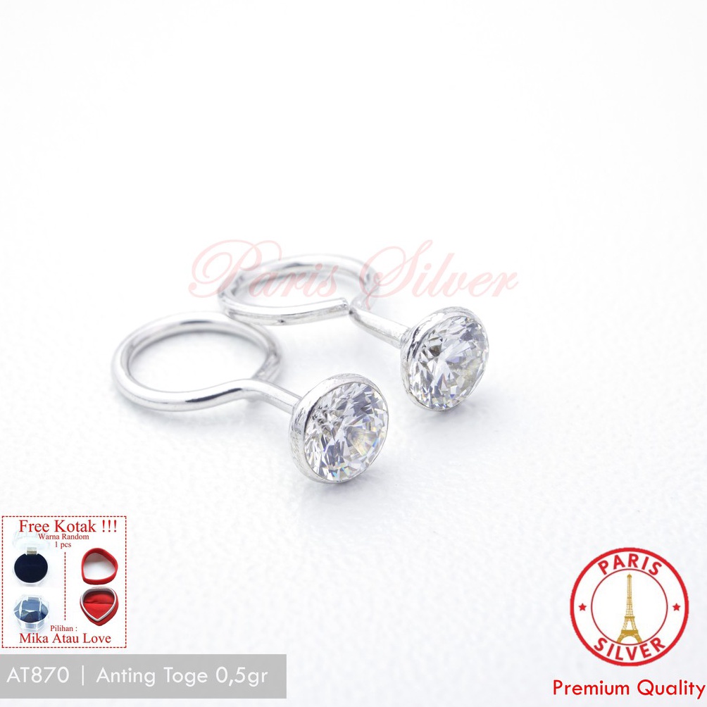 KODE U62A Anting anak toge tekuk permata perak 925 lapis emas putih giwang kecil bayi dewasa