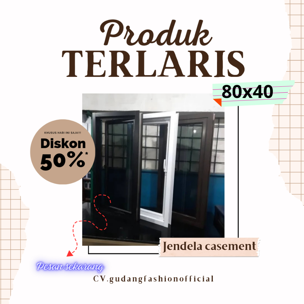 Kusen jendela aluminium 80x40