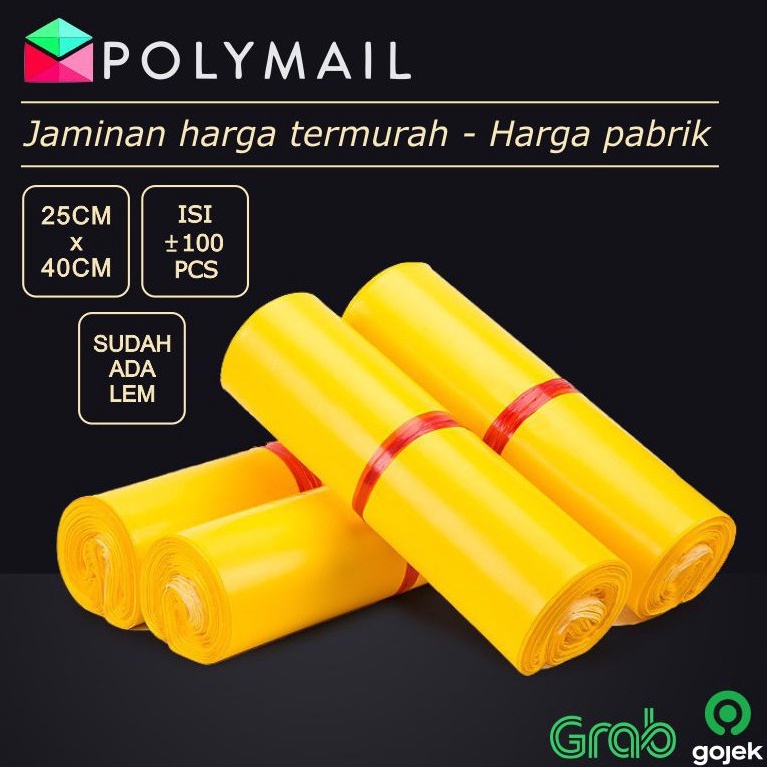 

POLYMAILER 1PCS 25x4CM YELLOW GLOSSY PLASTIK POLYMAILER KUNING w BD8