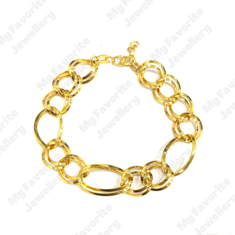 Gelang Mocca Oval Double 4graman Emas Asli Kadar 700