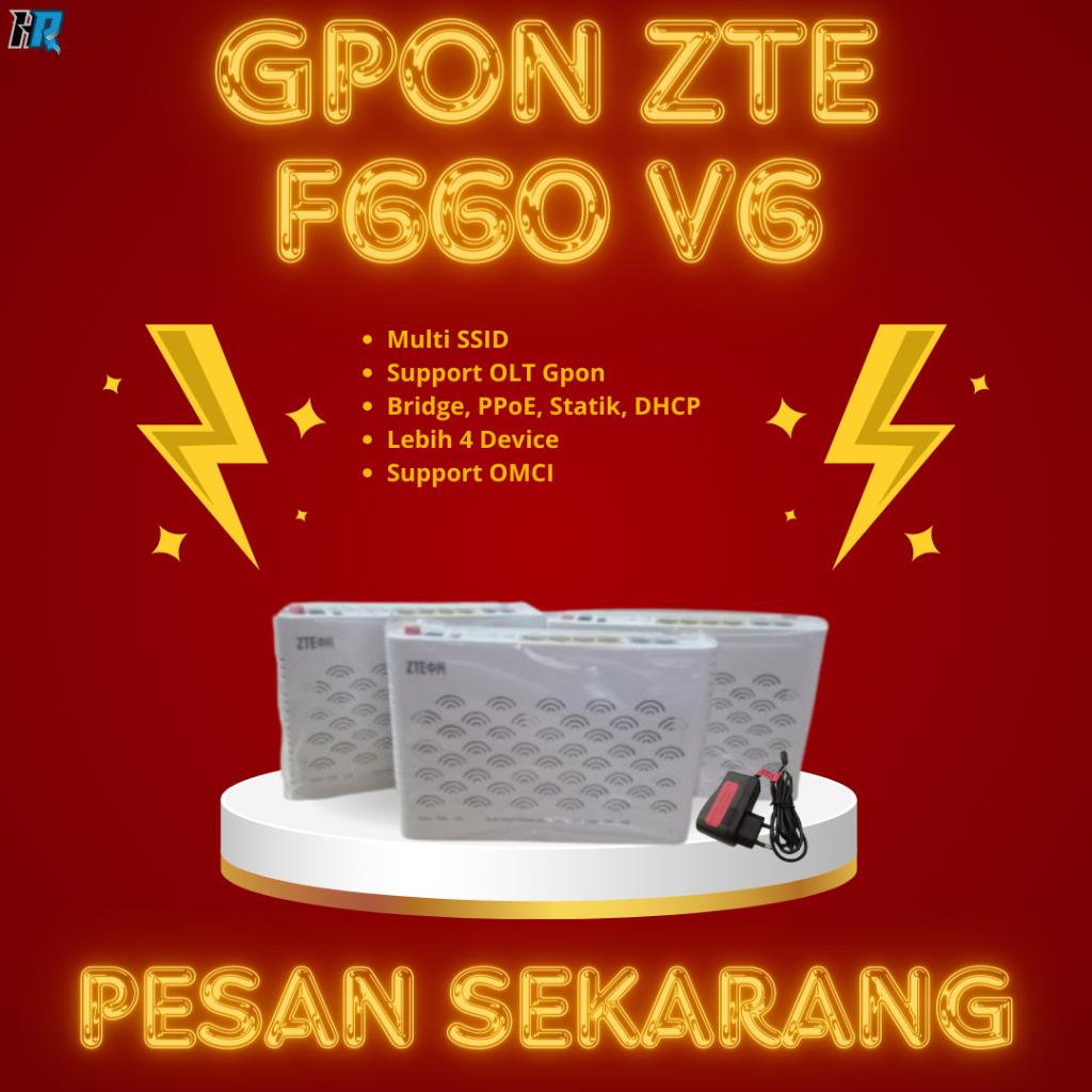 GPON ZTE F660 V6 + ADAPTOR - BERGARANSI