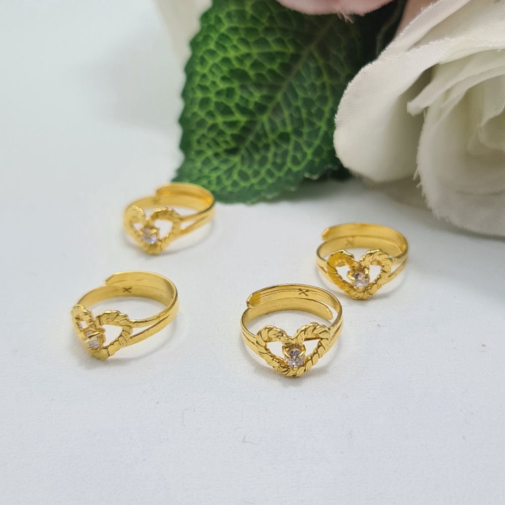 KODE L83B Cincin Bayi Emas Muda Model Love Mata Putih