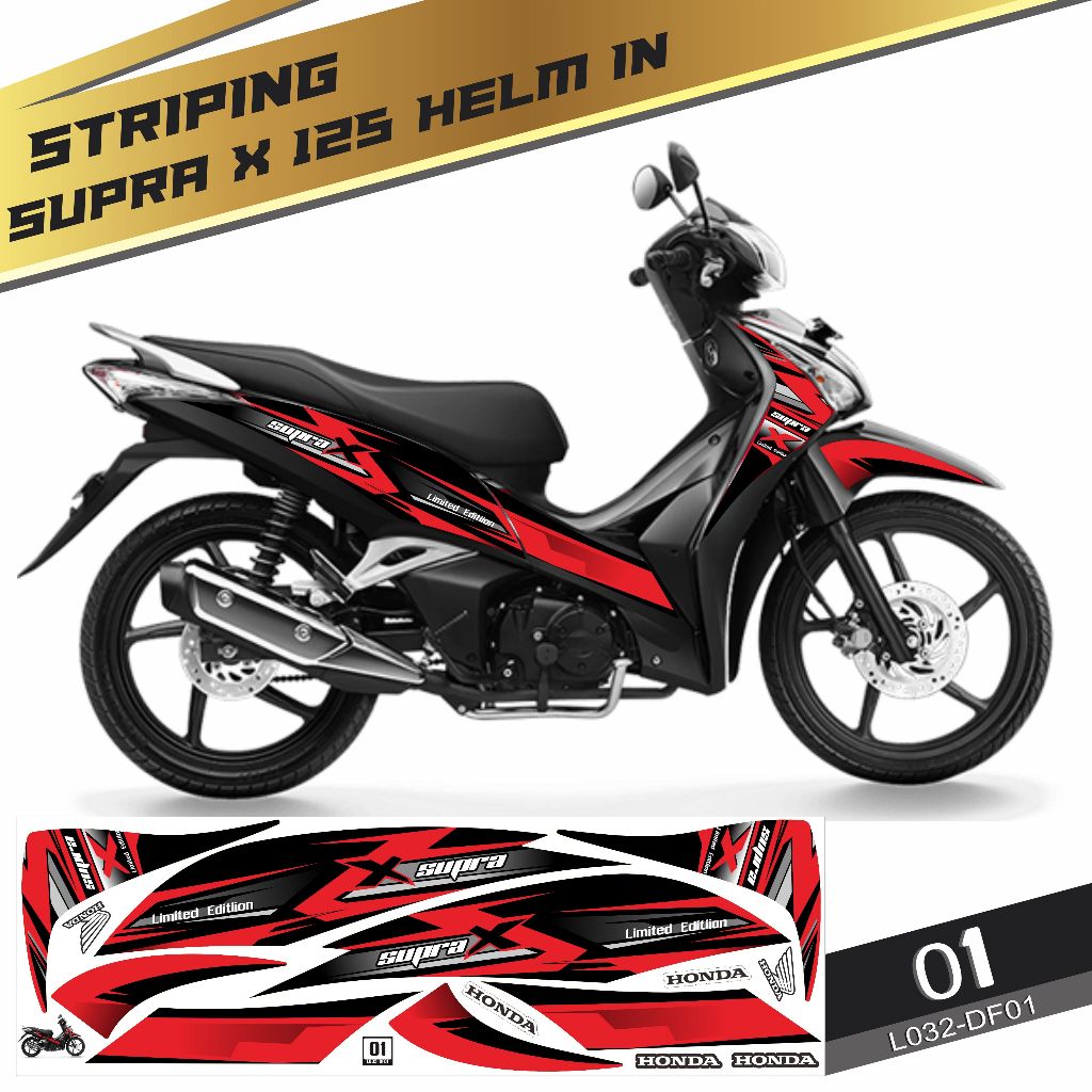 Stiker striping Decal Honda Supra X 125  Helm In 2012-2013 Semifullbody Variasi DF01