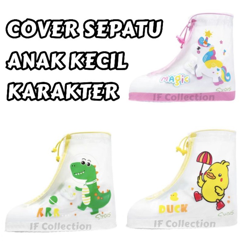 KODE C1L Jas Hujan Sepatu Anak Kecil Karakter Croco Crocodile Dino Dinosaurus Unicorn Pelindung Sepa