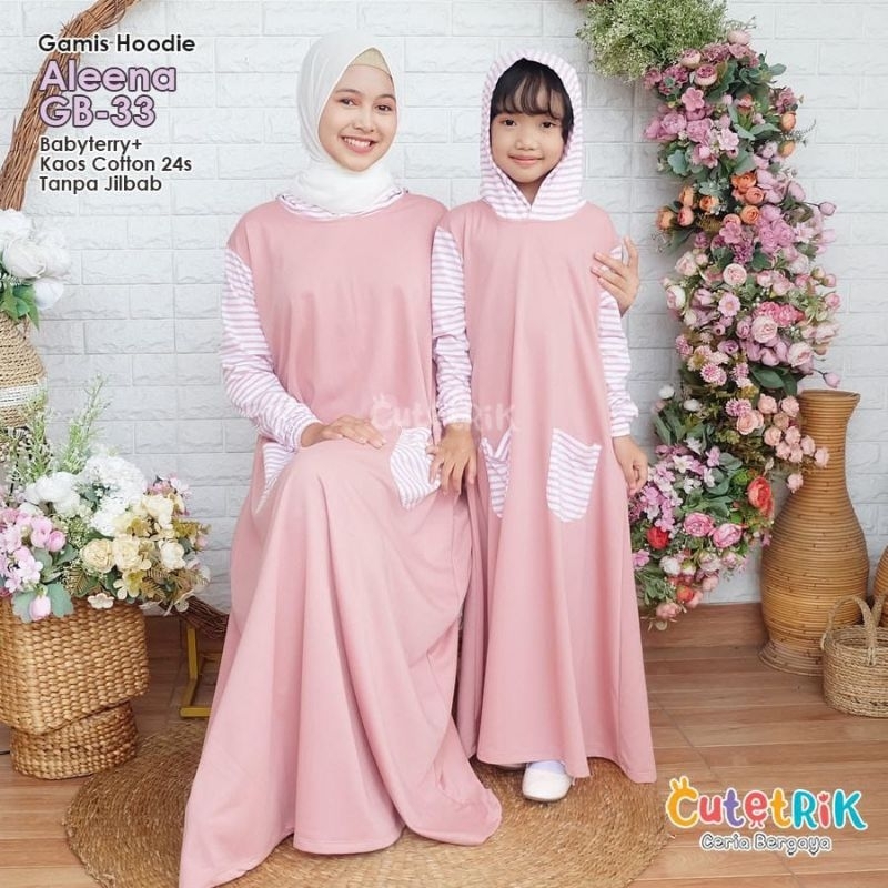 pakaian anak-dewasa/korean style cutetrik/ cutetrik gamis hoodie aleena