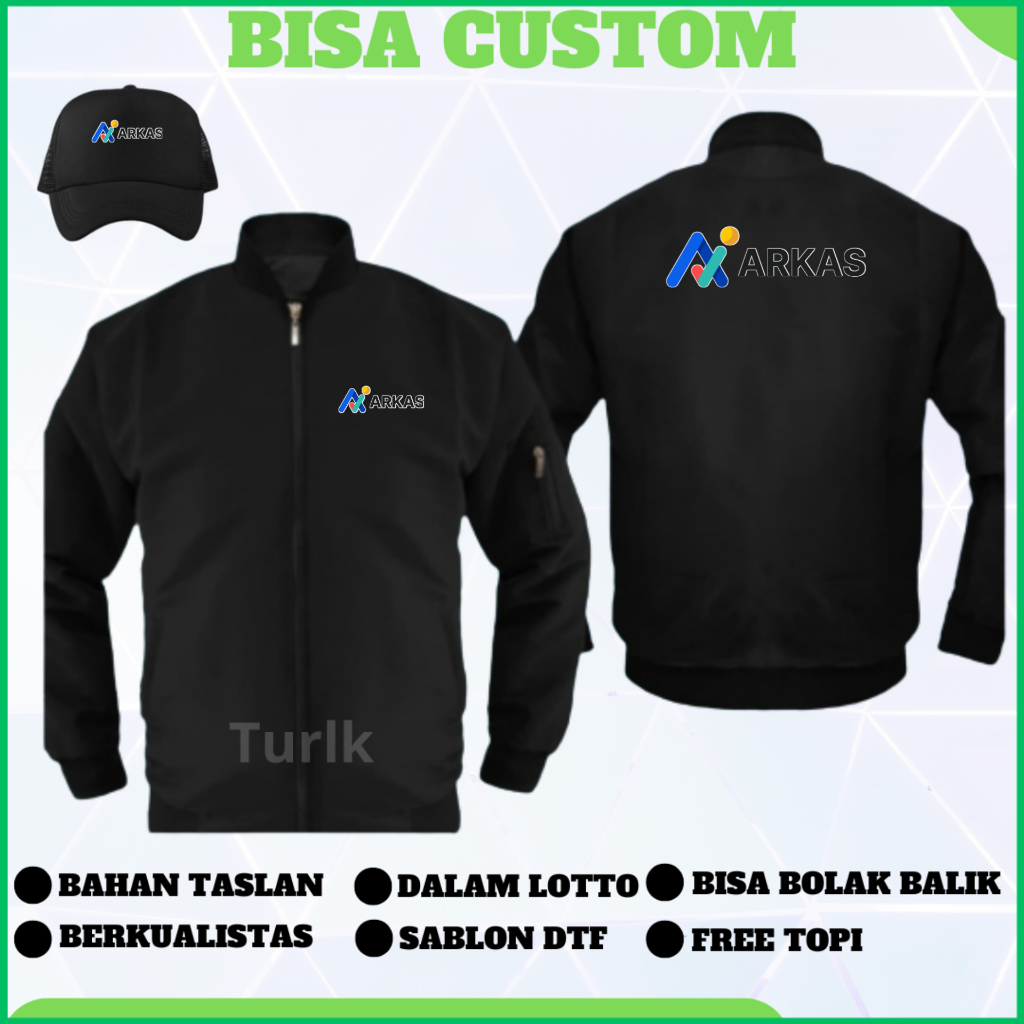 Jaket Arkas Jaket Bomber Arkas Custom Free Topi