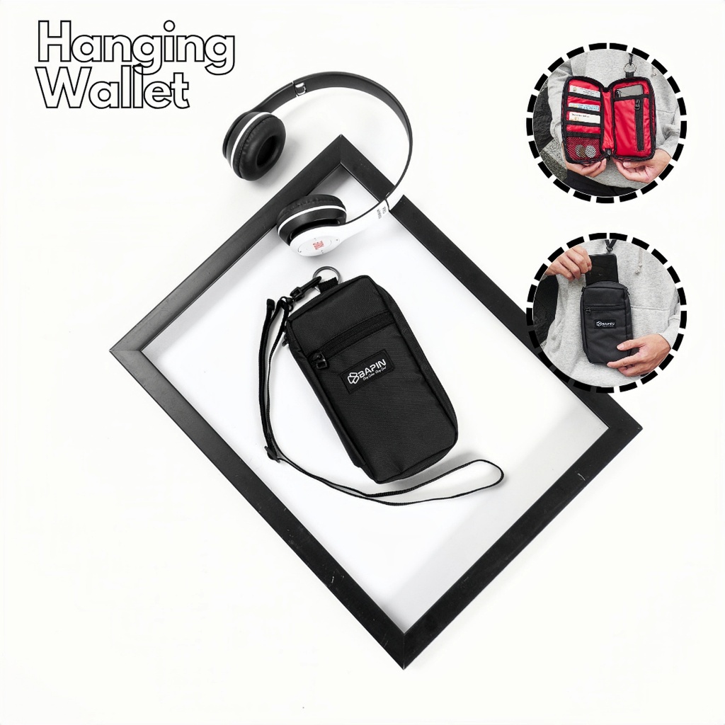 BAPIN Hanging Wallet Original – Dompet Gantung Tas HP Kulit Sintetis Pria | by DEGOM ✅